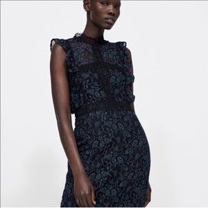 Zara Black & Blue Lace Dress